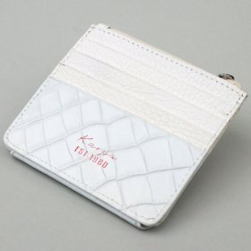 Белая кожаная визитница из натуральной кожи с тиснением под крокодила KARYA (2420995)