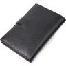 Функциональное мужское портмоне из натуральной кожи черного цвета на кнопке KARYA (2421195) - 2