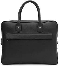 Мужская солидная кожаная сумка черного цвета с отделением под ноутбук Borsa Leather 64909