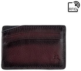 Кожаный картхолдер на 4 отделения Visconti MT86 94909 бордового цвета