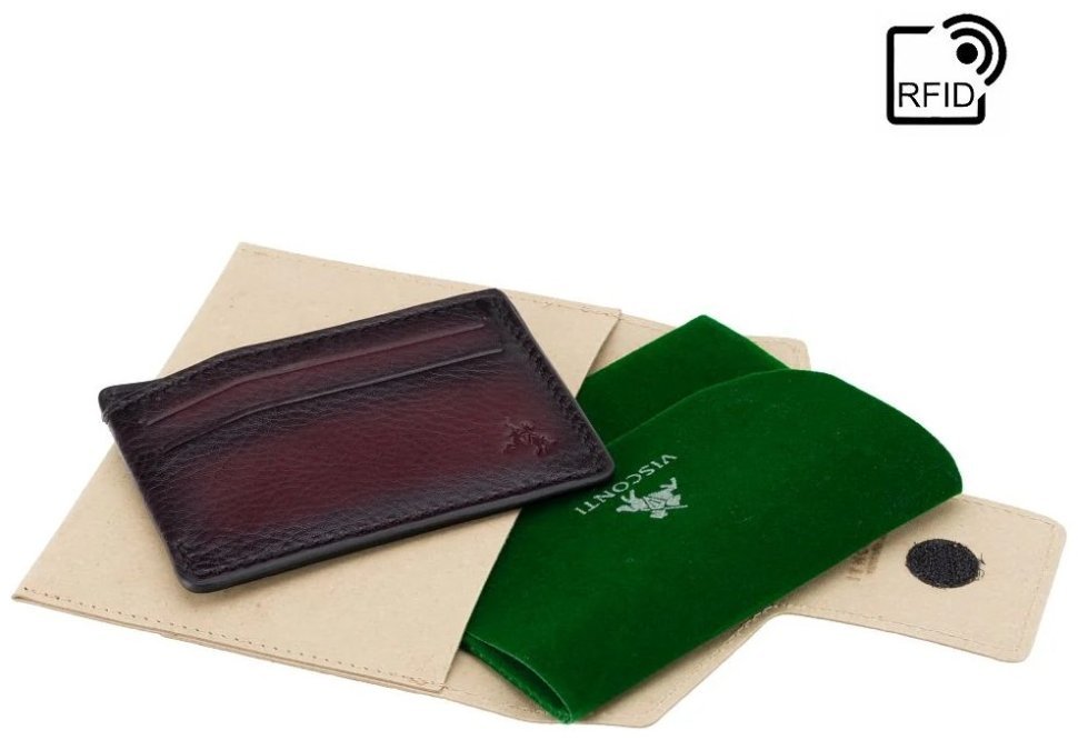 Кожаный картхолдер на 4 отделения Visconti MT86 94909 бордового цвета фото №5 Кожаный картхолдер на 4 отделения Visconti MT86 94909 бордового цвета modnotak фото №5