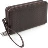 Коричневий чоловічий гаманець-клатч на дві блискавки з натуральної шкіри високої якості Marco Coverna (32107) - 1