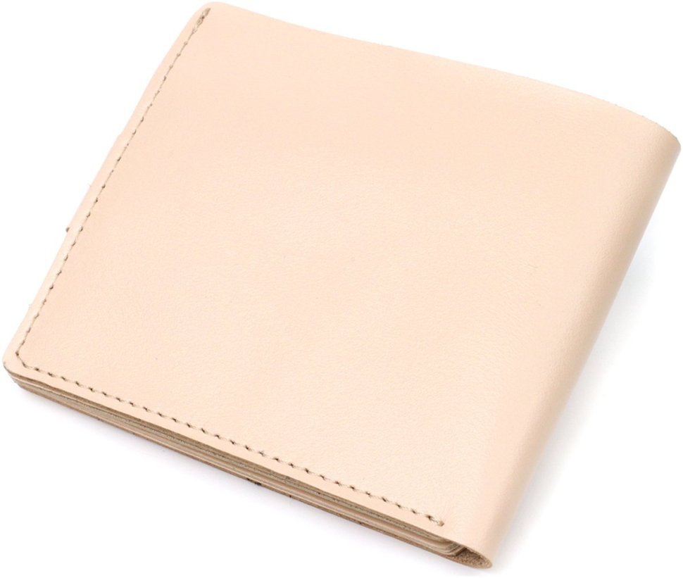 Жіночий гаманець із натуральної шкіри світло-бежевого кольору з монетницею SHVIGEL 2416623