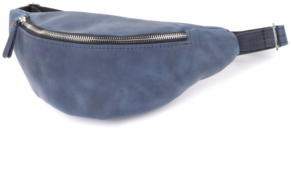 Вместительная мужская бананка из винтажной кожи Shvigel 95109 синего цвета фото №1 Вместительная мужская бананка из винтажной кожи Shvigel 95109 синего цвета modnotak фото №1