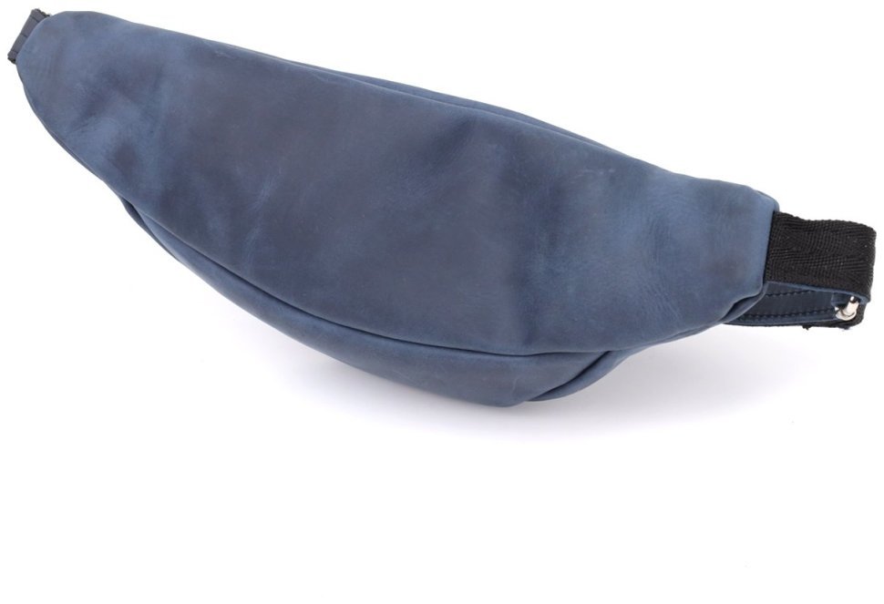 Вместительная мужская бананка из винтажной кожи Shvigel 95109 синего цвета фото №2 Вместительная мужская бананка из винтажной кожи Shvigel 95109 синего цвета modnotak фото №2