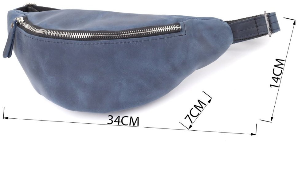 Вместительная мужская бананка из винтажной кожи Shvigel 95109 синего цвета фото №3 Вместительная мужская бананка из винтажной кожи Shvigel 95109 синего цвета modnotak фото №3