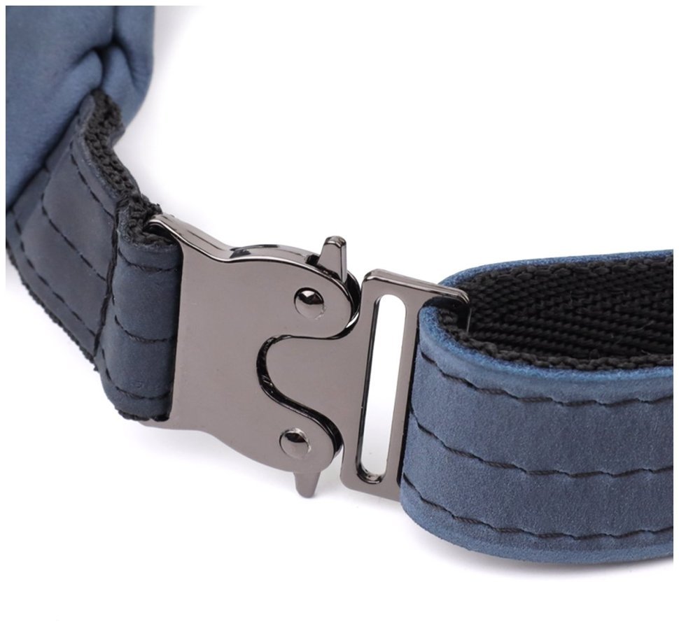 Вместительная мужская бананка из винтажной кожи Shvigel 95109 синего цвета фото №6 Вместительная мужская бананка из винтажной кожи Shvigel 95109 синего цвета modnotak фото №6