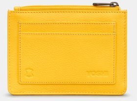 Яскравий жіночий шкіряний гаманець з принтом квітів із RFID-захистом Yoshi Y1321 жовтого кольору 95509