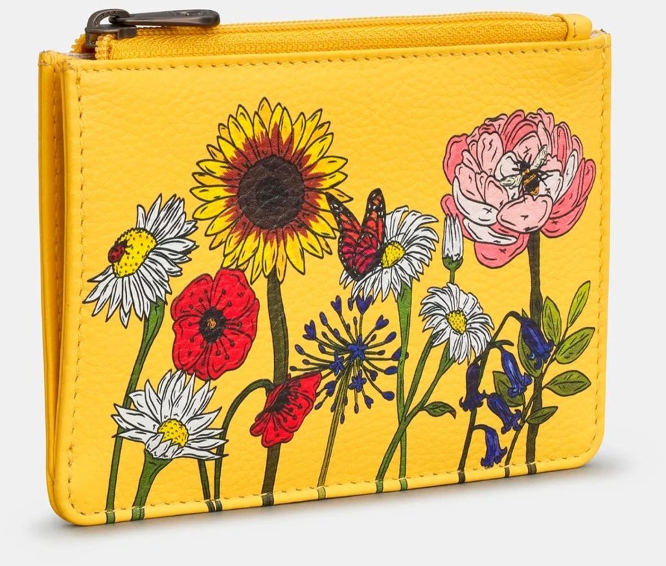 Яскравий жіночий шкіряний гаманець з принтом квітів із RFID-захистом Yoshi Y1321 жовтого кольору 95509 modnotak фото №3