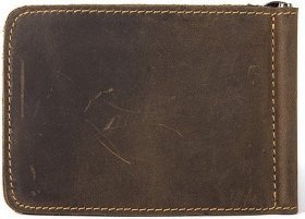 Коричневый тонкий мужской зажим для купюр из винтажной кожи без застежки Vintage (2414935)