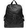 Жіночий чорний рюкзак-сумка з м'якої шкіри з декором під рептилію Keizer (19294) - 1