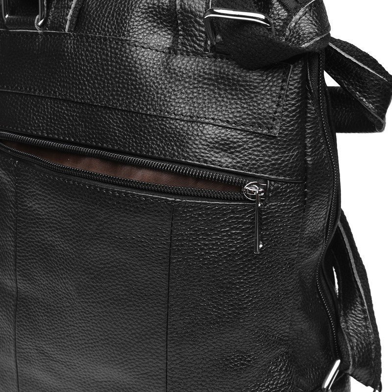 Женский черный рюкзак-сумка из мягкой кожи с декором под рептилию Keizer (19294)