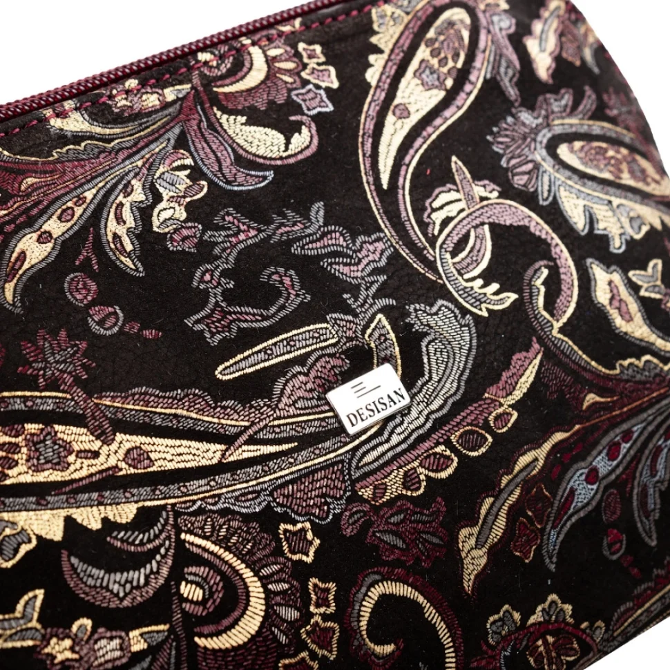 Косметичка из натуральной кожи для женщин с узором цветов Desisan 106809 разноцветная modnotak фото №3