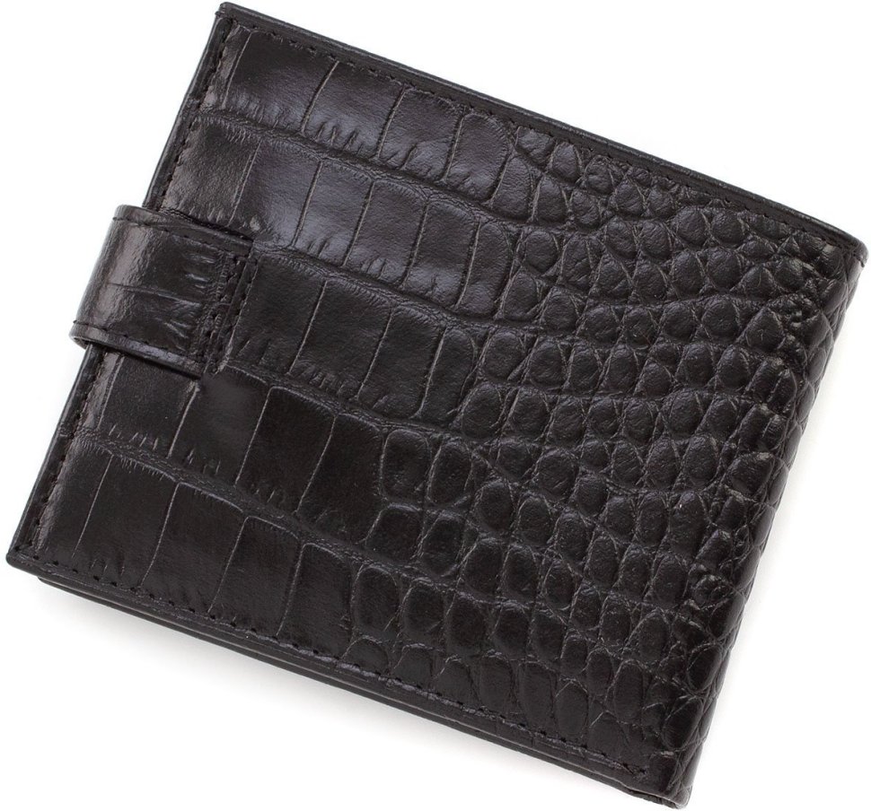 Черное мужское портмоне с фактурной кожи KARYA (16092)