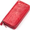 Крупный кошелек-клатч из натуральной кожи крокодила красного цвета CROCODILE LEATHER (024-18027) - 1