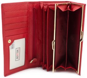 Червоний гаманець з натуральної шкіри на кнопці BOSTON (16242)
