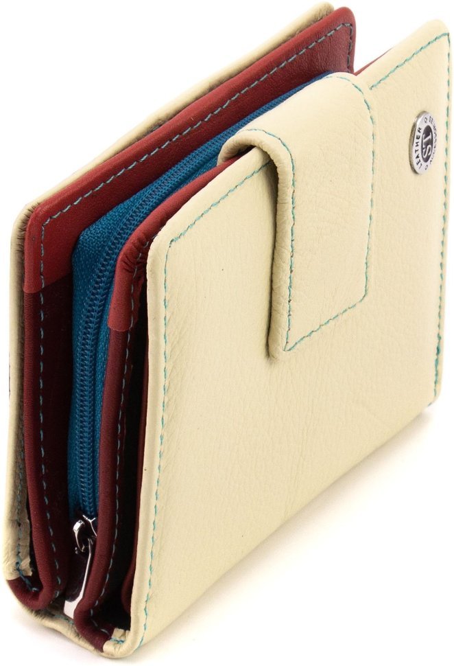 Жіночий гаманець з натуральної шкіри молочного кольору під документи ST Leather 1767309