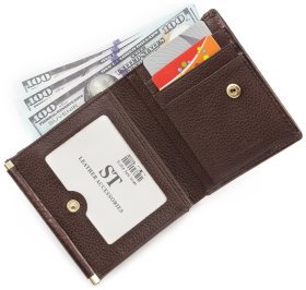 Коричневый лаковый кошелек с наружной монетницей ST Leather (16333)