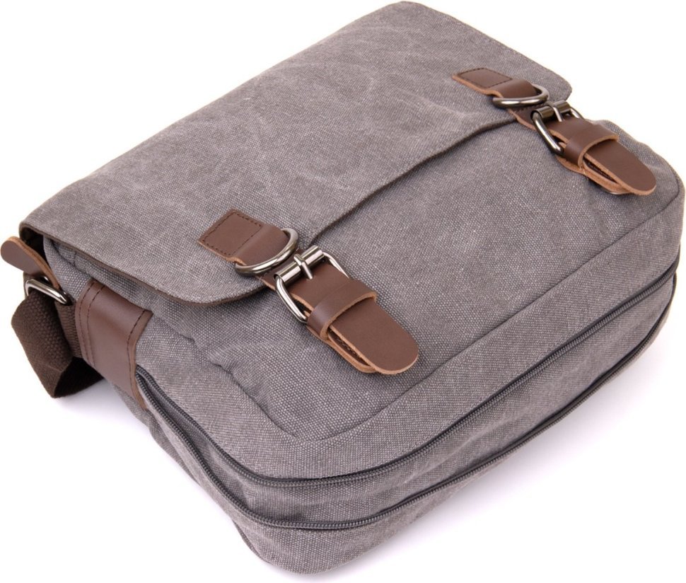 Серая мужская сумка-мессенджер из текстиля Vintage (20605)