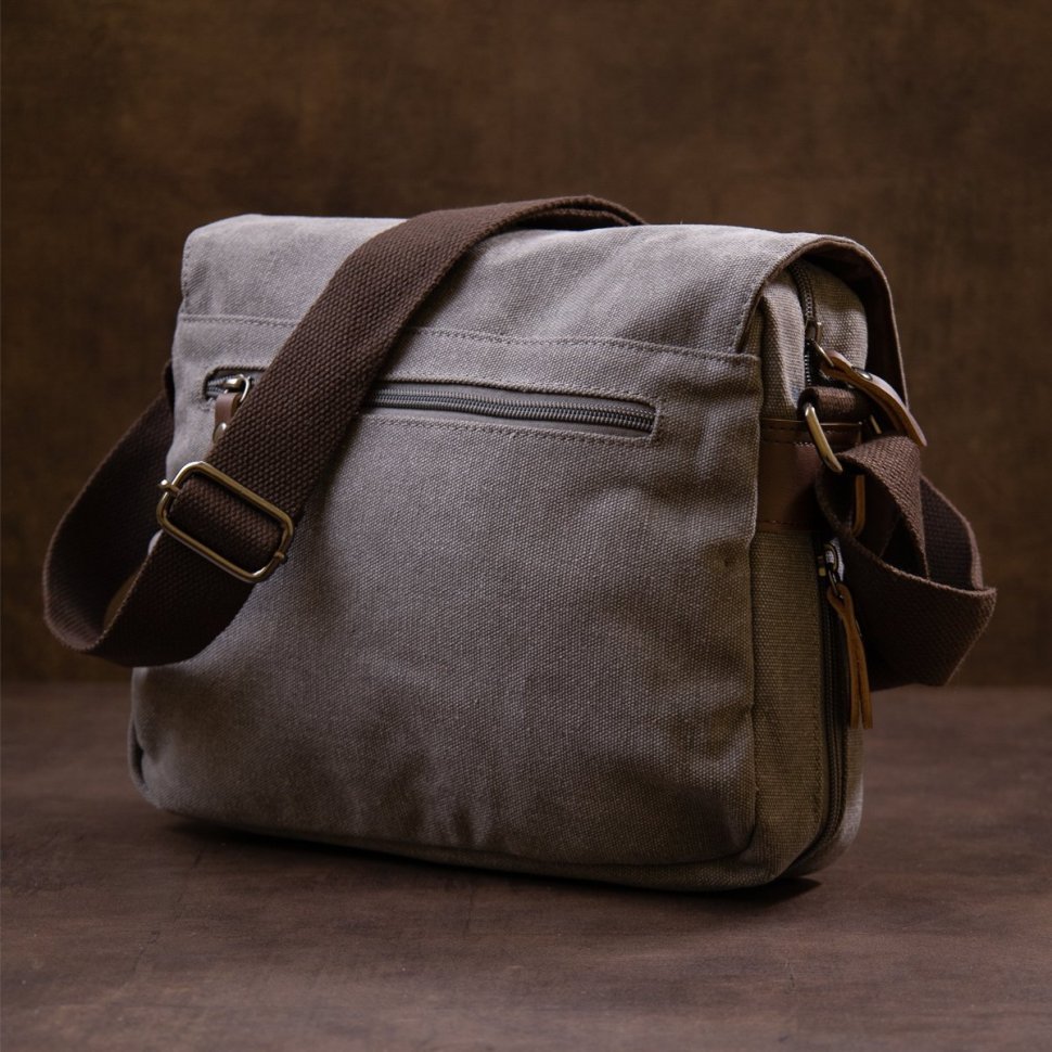 Сіра чоловіча сумка-месенджер з текстилю Vintage (20605)