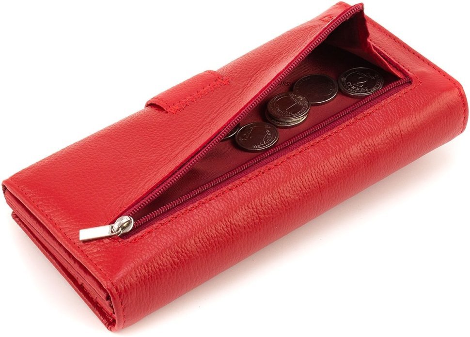 Красный женский кошелек крупного размера из натуральной кожи на кнопке ST Leather 1767409