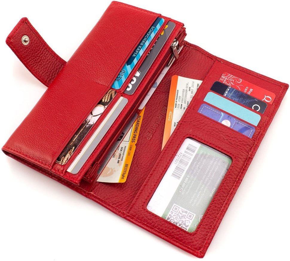 Червоний жіночий гаманець великого розміру із натуральної шкіри на кнопці ST Leather 1767409 modnotak фото №8