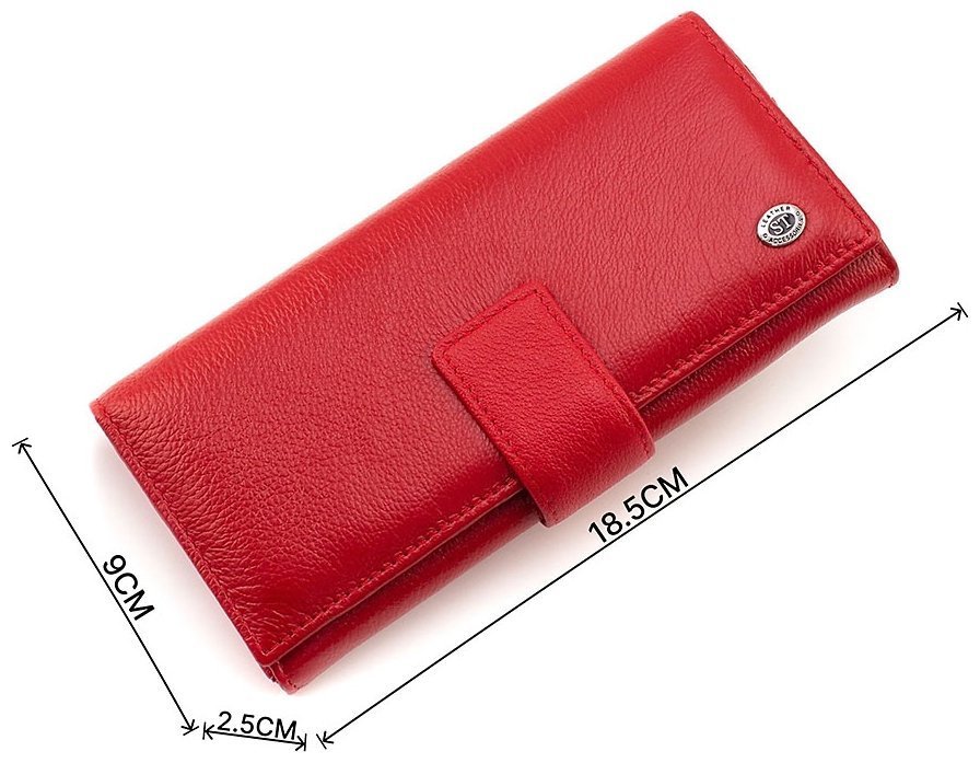 Червоний жіночий гаманець великого розміру із натуральної шкіри на кнопці ST Leather 1767409 modnotak фото №3