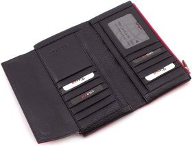 Жіночий шкіряний купюрник у червоному кольорі на магнітах Karya 67509