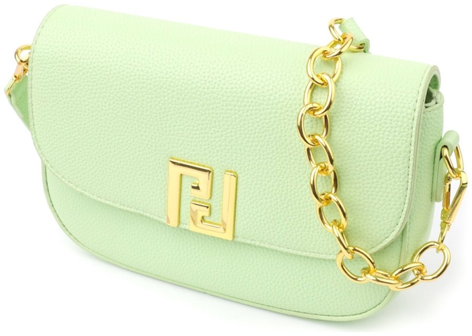 Небольшая женская сумка из качественного кожзама через плечо Vintage салатового цвета 97609 modnotak фото №1