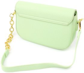 Небольшая женская сумка из качественного кожзама через плечо Vintage салатового цвета 97609