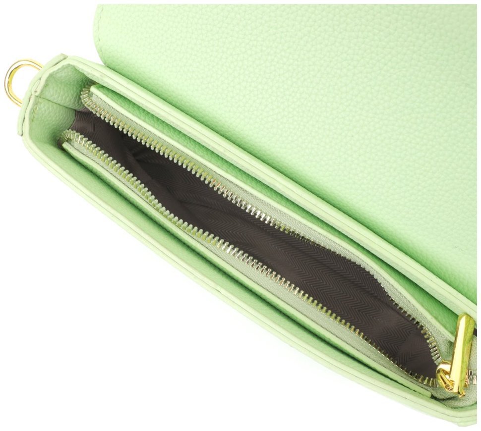 Небольшая женская сумка из качественного кожзама через плечо Vintage салатового цвета 97609 modnotak фото №4