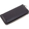 Великий шкіряний гаманець чорного кольору на блискавковій застібці Grande Pelle 67809 - 3