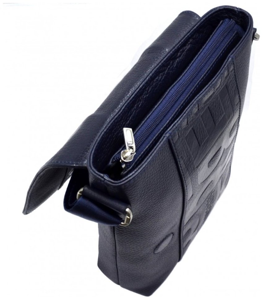 Мужская сумка синего цвета из натуральной кожи флотар DESISAN 107909 modnotak фото №3