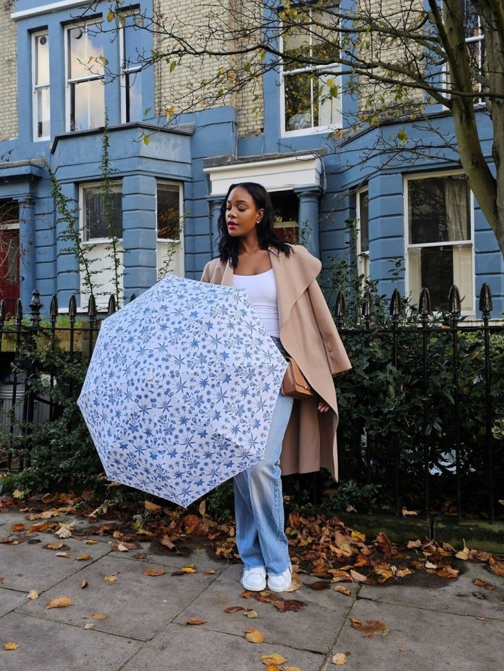 Женский зонт Fulton L907-041826 Morris & Co Minilite-2 UV Daisy Blue Ivory (механика, складной, UPF 50+, синего цвета с узором цветов) 108009 фото №6 Женский зонт Fulton L907-041826 Morris & Co Minilite-2 UV Daisy Blue Ivory (механика, складной, UPF 50+, синего цвета с узором цветов) 108009 modnotak фото №6