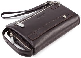 Кожаный клатч коричневого цвета с ручкой KARYA (0714-39)