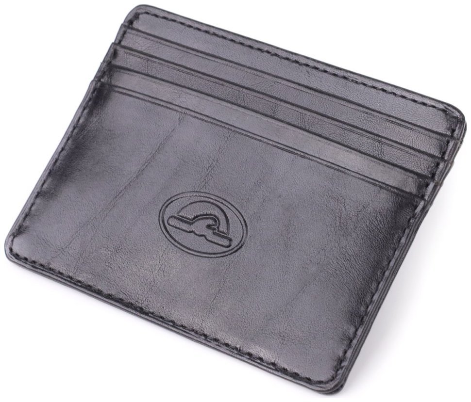 Компактный кожаный картхолдер на 8 пластиковых карт Tony Perotti черного цвета 108109 modnotak фото №1