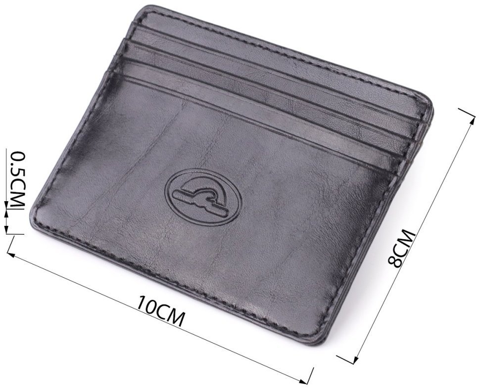 Компактный кожаный картхолдер на 8 пластиковых карт Tony Perotti черного цвета 108109 modnotak фото №3