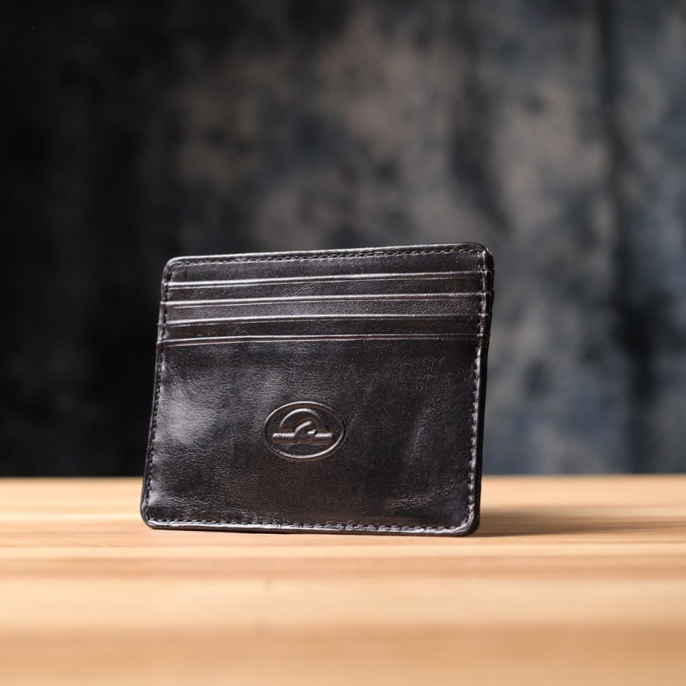 Компактный кожаный картхолдер на 8 пластиковых карт Tony Perotti черного цвета 108109 modnotak фото №8