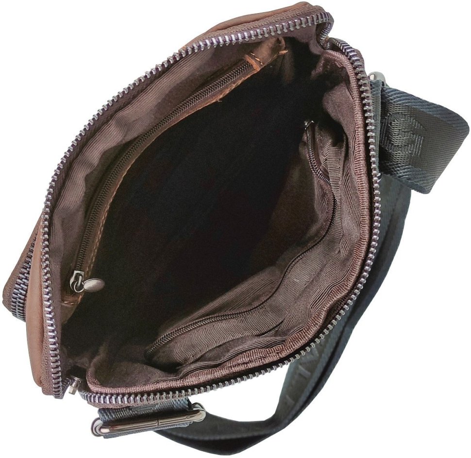 Чоловіча шкіряна тонка сумка через плече в вінтажному стилі Royal Bag (19430)