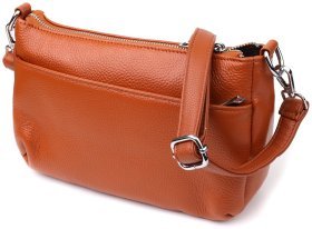 Повседневная женская сумка из фактурной кожи с с двумя сменными ремешками Vintage 98209 рыжего цвета