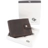 Оригінальний коричнево-чорний гаманець ручної роботи на кнопці Grande Pelle (13037) - 7