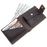 Оригінальний коричнево-чорний гаманець ручної роботи на кнопці Grande Pelle (13037) - 5
