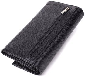 Женский кошелек из качественной фактурной кожи черного цвета на кнопке CANPELLINI 108509