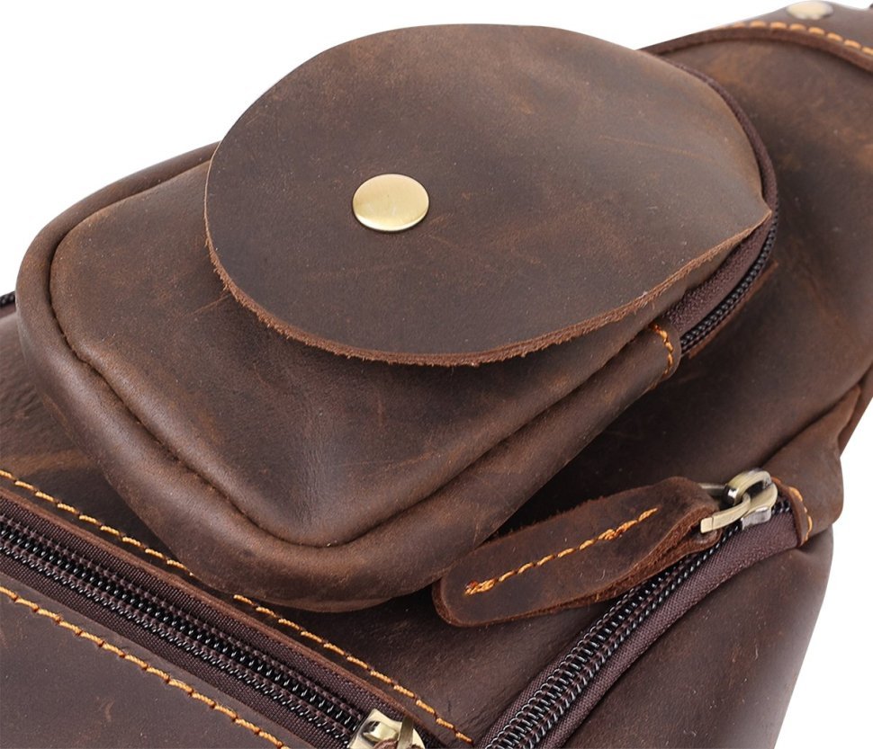 Шкіряне чоловіче вінтажна сумка через плече в коричневому кольорі Vintage (20373)