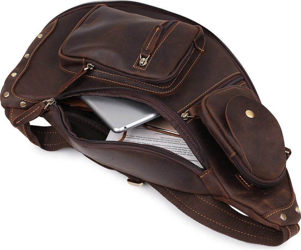 Кожаная мужская винтажная сумка через плечо в коричневом цвете Vintage (20373)