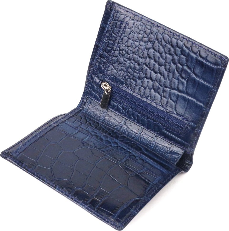 Вертикальне чоловіче портмоне із натуральної фактурної шкіри синього кольору CANPELLINI (2421499)