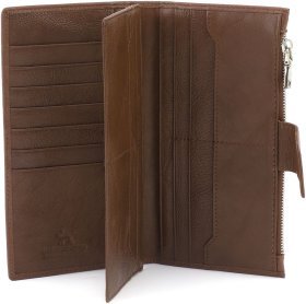 Вертикальный женский купюрник из натуральной кожи коричневого цвета Marco Coverna 68609 