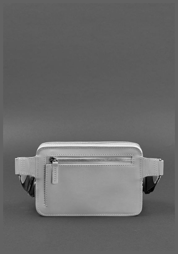Кожаная женская поясная сумка серого цвета BlankNote Dropbag Mini 78609