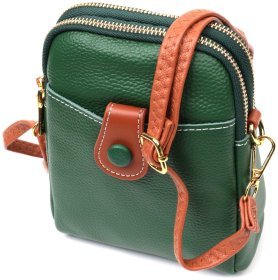 Стильная трапециевидная сумка из кожи зеленого цвета Vintage 2422268