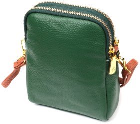 Стильная трапециевидная сумка из кожи зеленого цвета Vintage 2422268